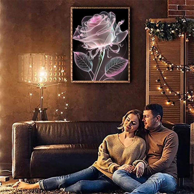 Tiwabb 3 Pack Rose Diamond Art Kits for Adults,Flower Diamond Painting Kits for Adults Beginners,5D Full Drill DIY Diamond Dot Gem Art Kit Wall Home Decor Arts Craft 12X16 inch - Image 3